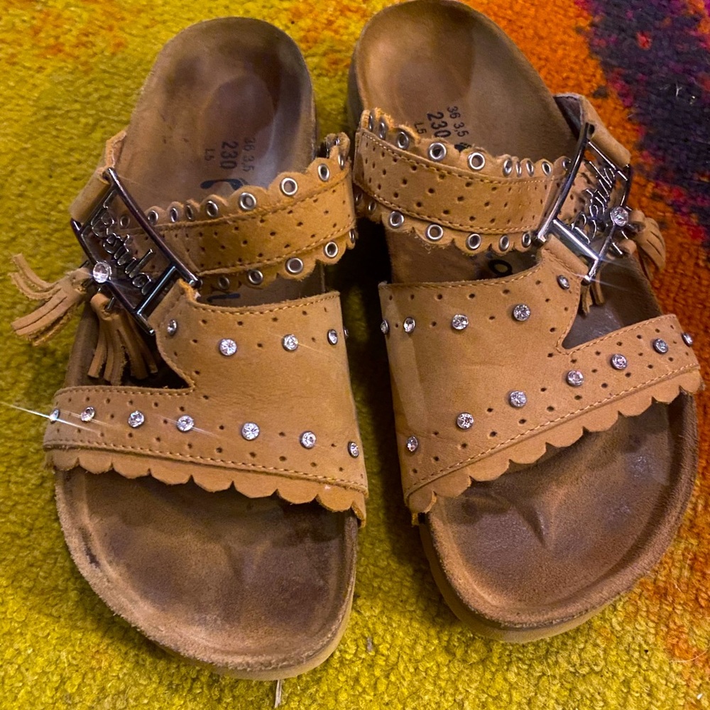 Betula by Birkenstock Blue Jeweled Leather Sandals